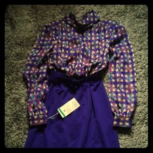Purple anPurple d plaid Dress YVES COSSETTE zise 8
